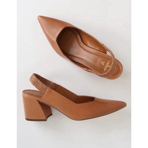 Bixby Cognac Vachetta Leather Pointed-Toe Pumps